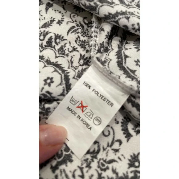 Pinkyotto Size S Black White Floral Damask Shift Dress Lace Trim Kimono Sleeve - Picture 5 of 8